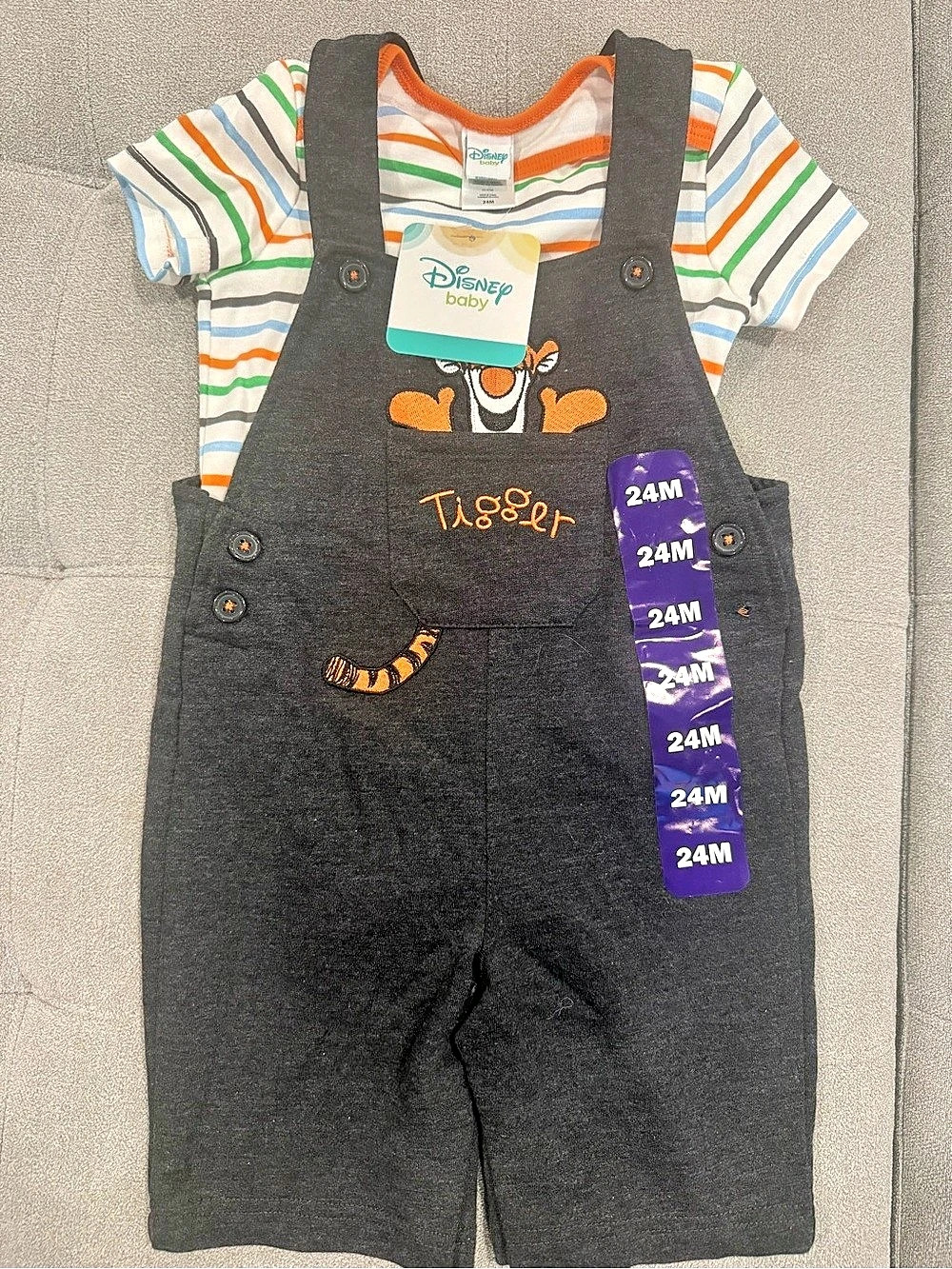 Disney Baby Tigger Overalls and Striped T-Shirt Set Overalls & Striped T 24M
